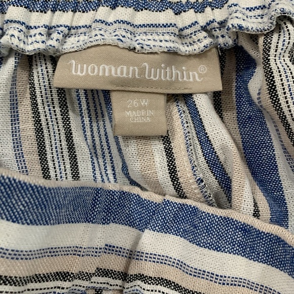 Woman Within Straight Leg Stripe Linen NWT Pants    size 26 - Picture 8 of 11